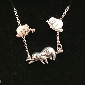 Silver sloth earrings and necklace set silver fashion jewelry